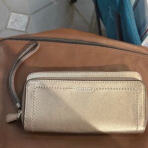Coach Metallic Gold Wristlet Wallet